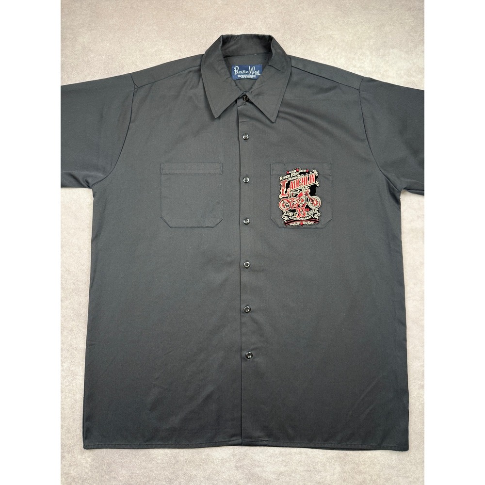 Pacific West Laughlin River Run 33rd Anniversary Biker Work Shirt Black Mens XL